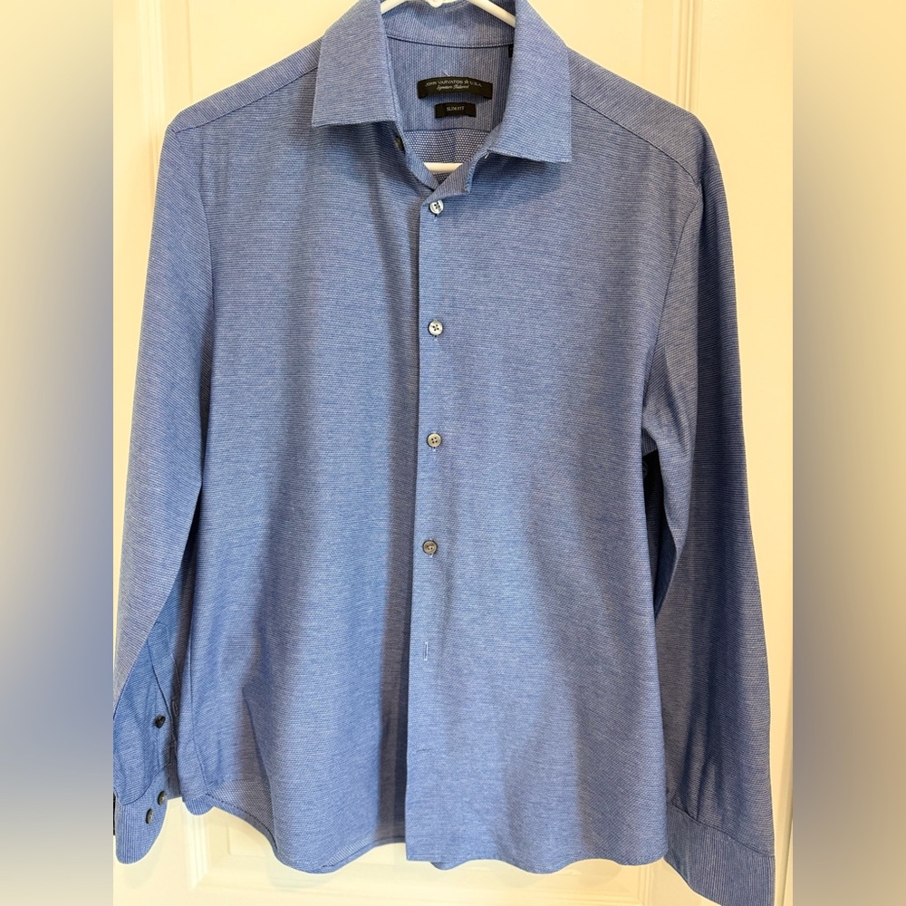John Varvatos Casual Blue Button Down Shirt New Without Tags